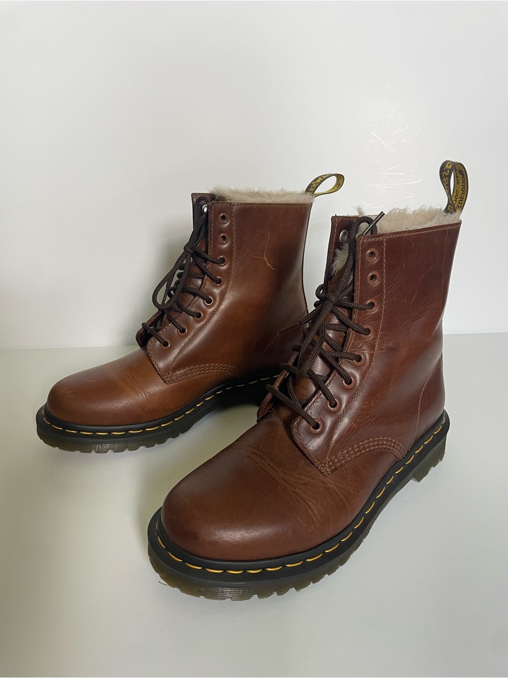 Dr. Martens 1460 SERENA FAUX FUR LINED LEATHER LACE UP BOOTS